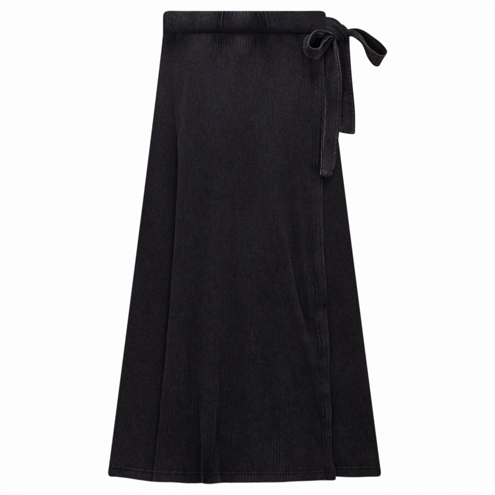 Spades Blk Wash Ribbed Midi Wrap Skirt SB3CM8350SMW Cool Details Cozy Outfit