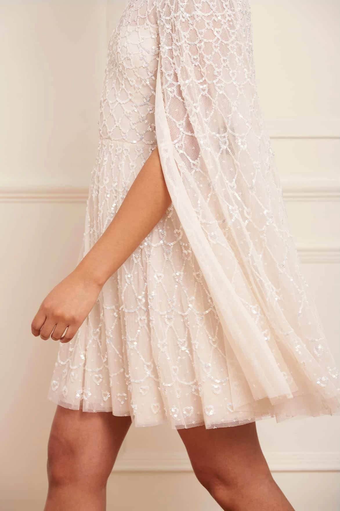 Heart Lattice Micro Mini Dress Classic Layering All-Purpose Comfort