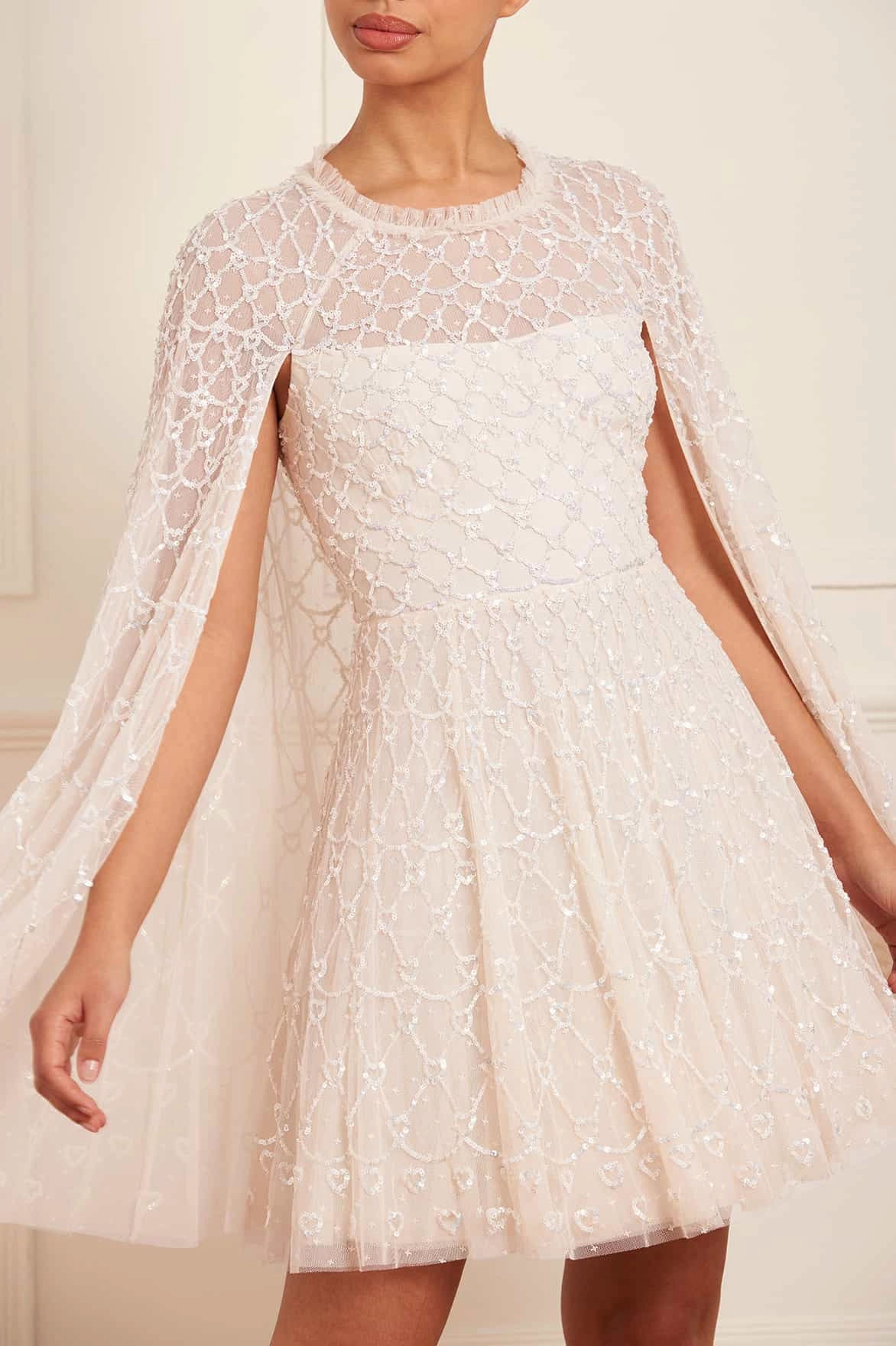 Heart Lattice Micro Mini Dress Fitted Look Romantic-Detail