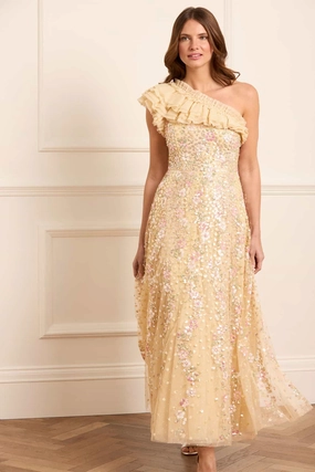 Bold Mood Confetti One-Shoulder Ankle Gown