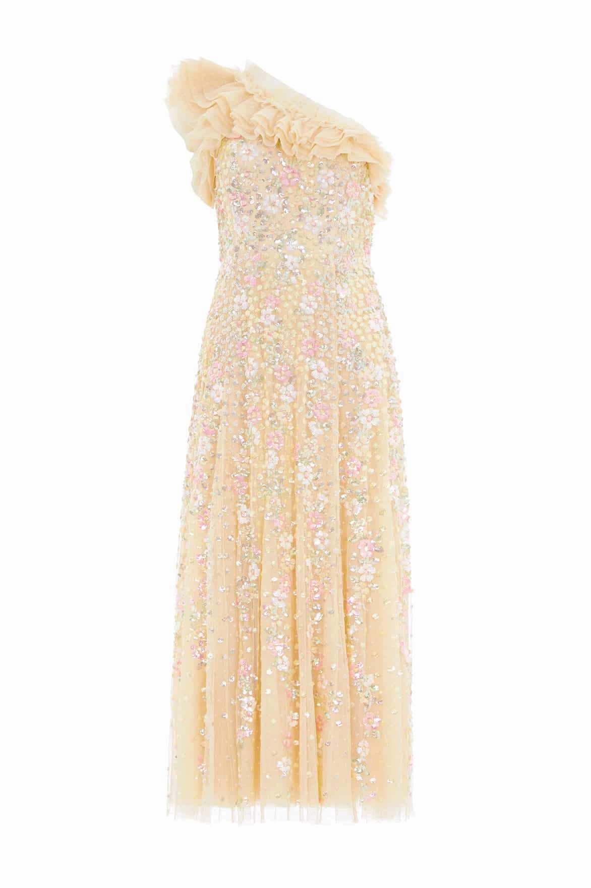 Must-have EasyCareMaterial Confetti One-Shoulder Ankle Gown