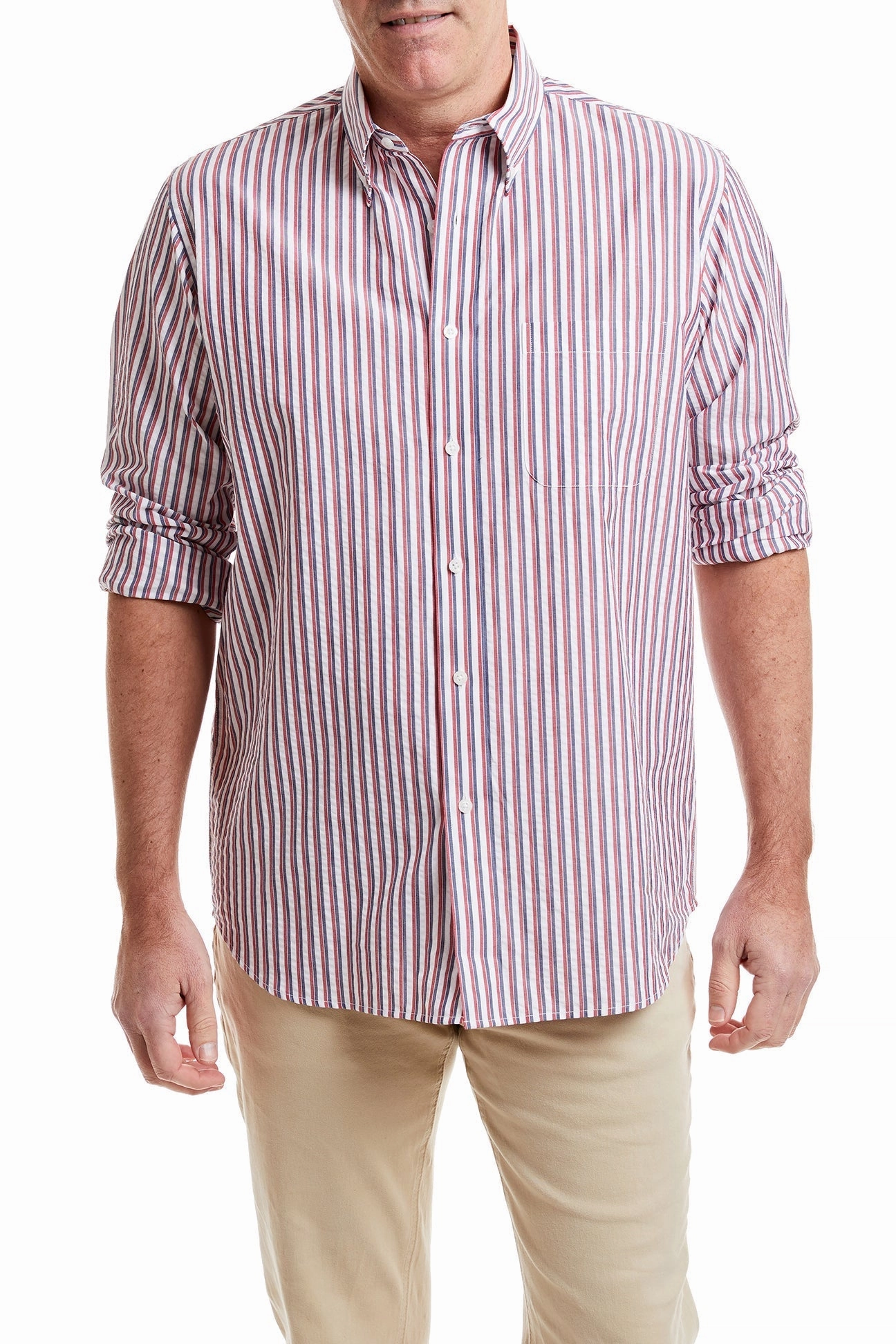 Basic Tank Chase Shirt Red and Navy Seersucker