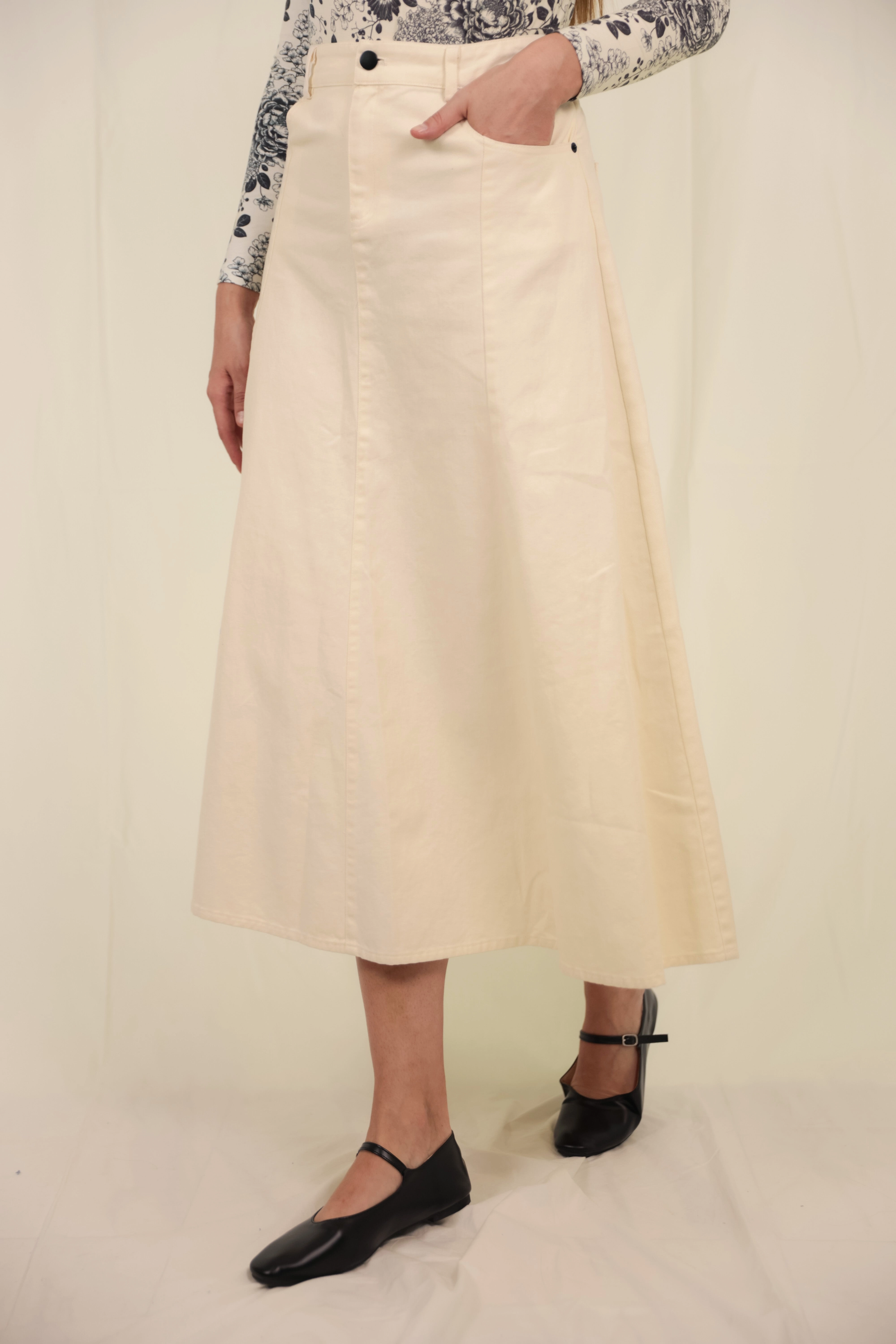 Polished Touch Tucker Denim Skirt