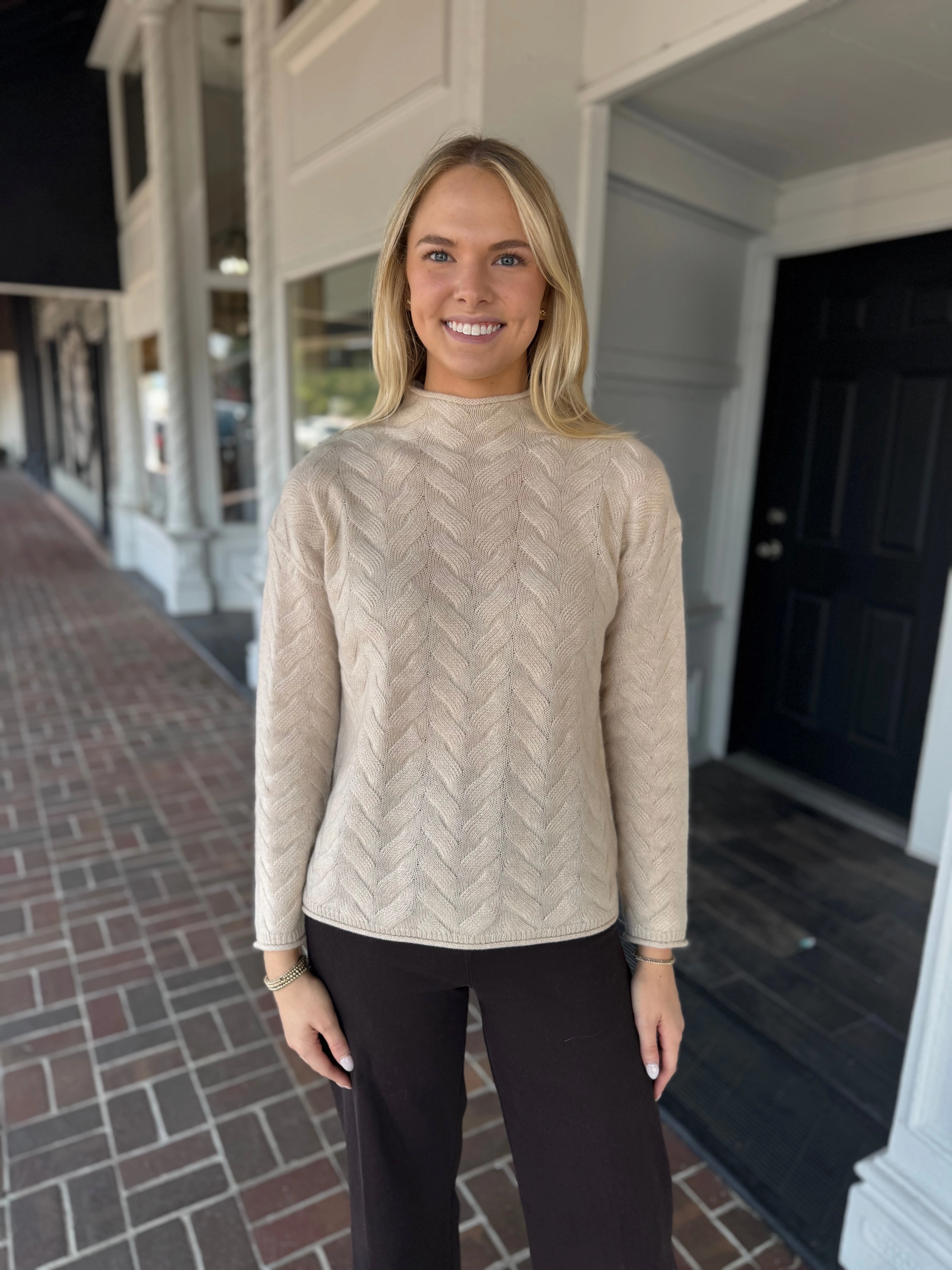 Elegant Cut Long Sleeve Shirt Tyler Boe Gracie Cashmere Sweater in Fog