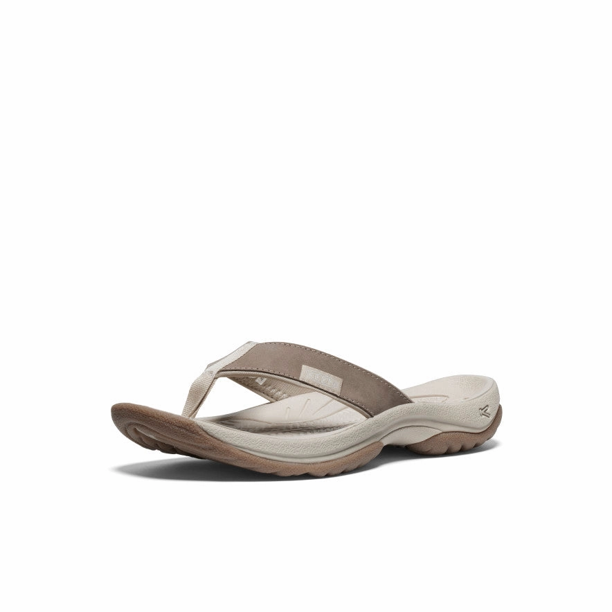 Foot Free Women's Kona Leather Flip-Flop  |  Brindle/Silver Birch