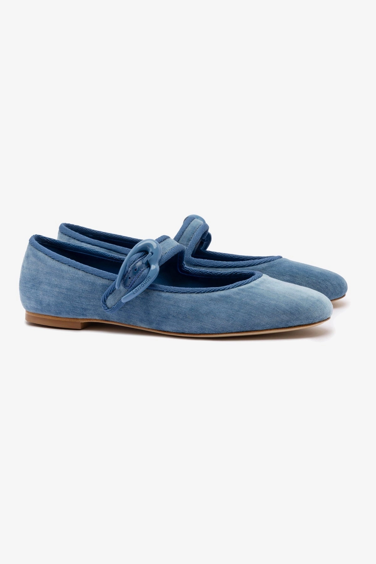 Verona Ballet Flat In French Blue Velvet Sweat Resistant Gym Workout