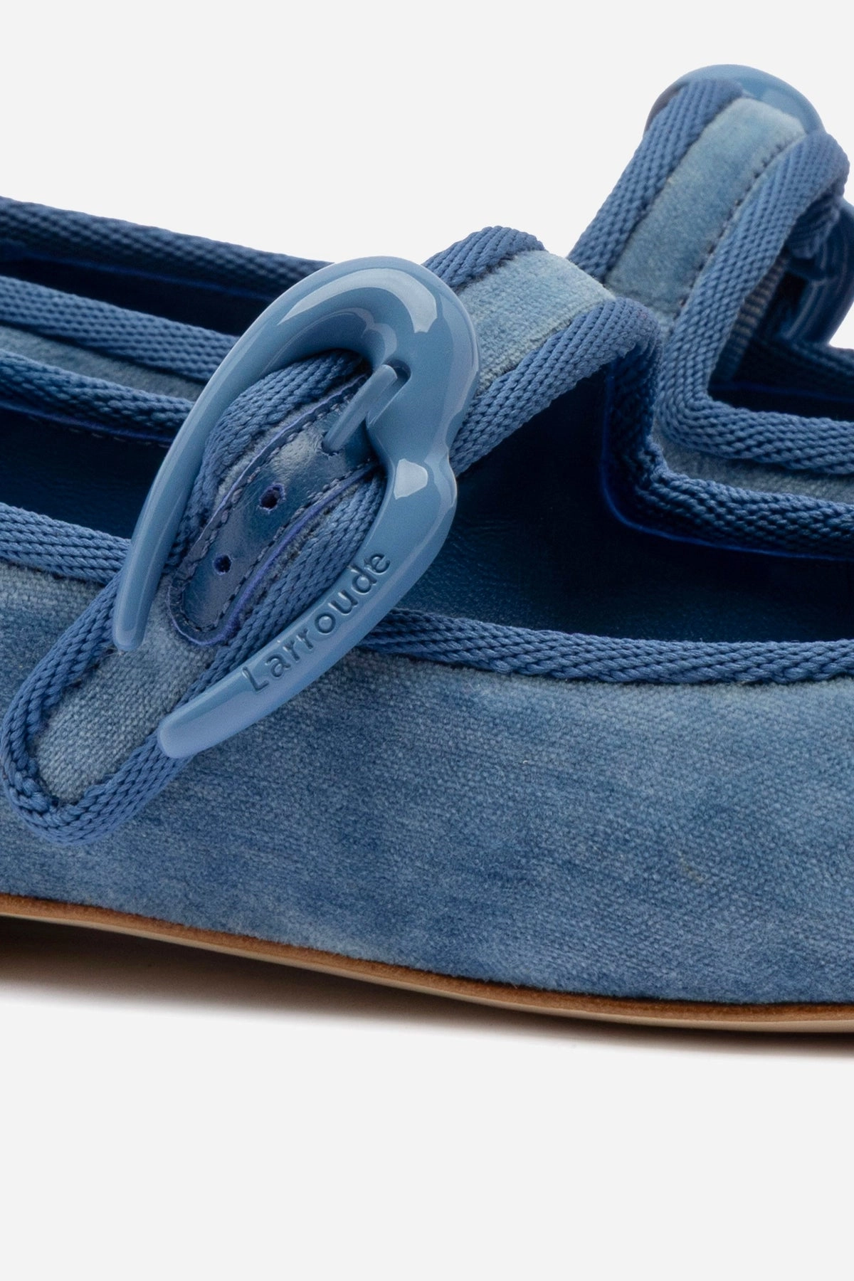 Verona Ballet Flat In French Blue Velvet Adjustable