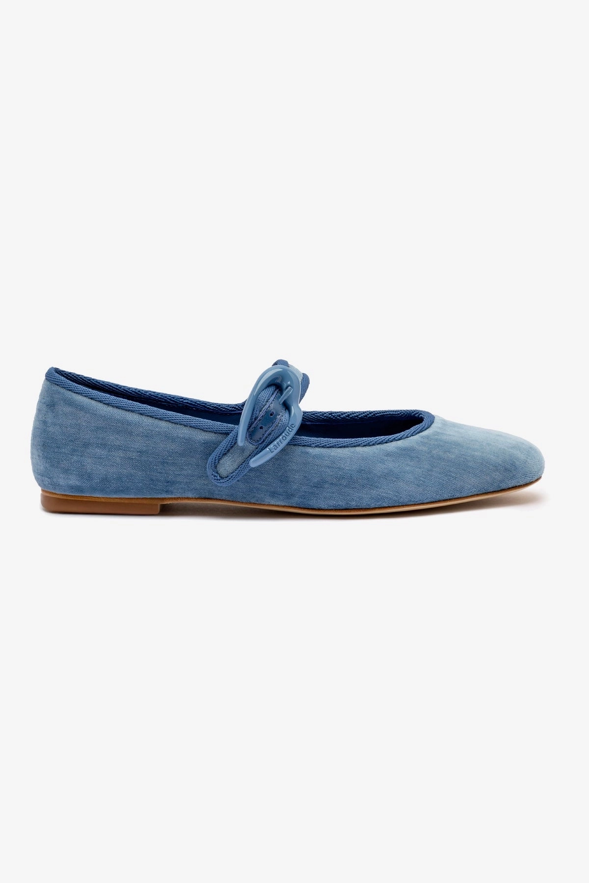 Verona Ballet Flat In French Blue Velvet Clear Glow Arch support