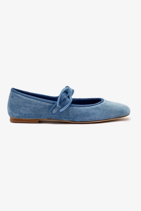 Verona Ballet Flat In French Blue Velvet Clear Glow Arch support
