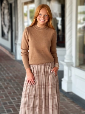 Ultra Soft Classic Box Cut Sweater in Clay Wicking Inner Lining