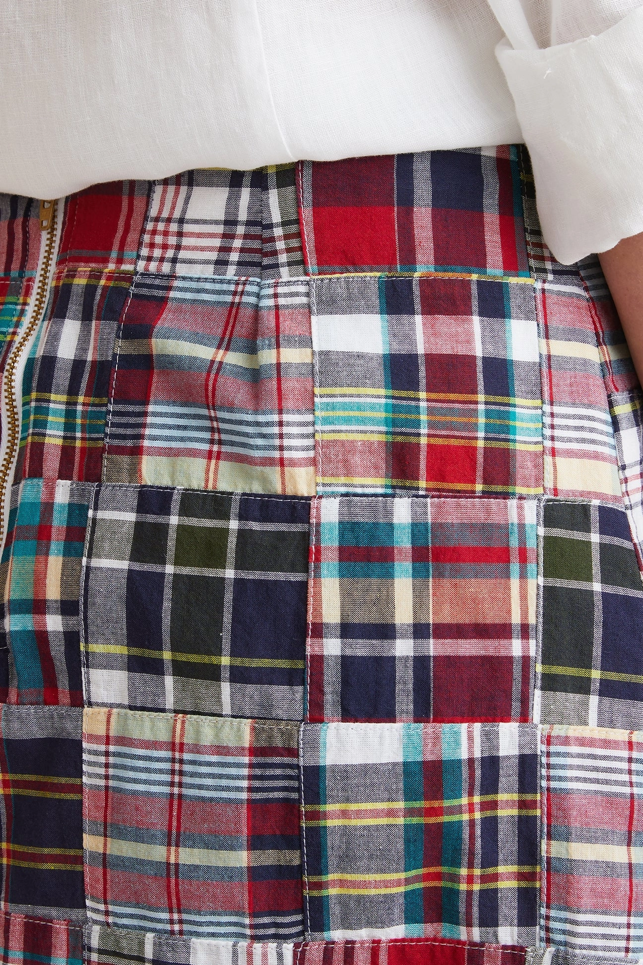 Organic Cotton Blend Flexible Fit Ali Skirt Sconset Patch Madras