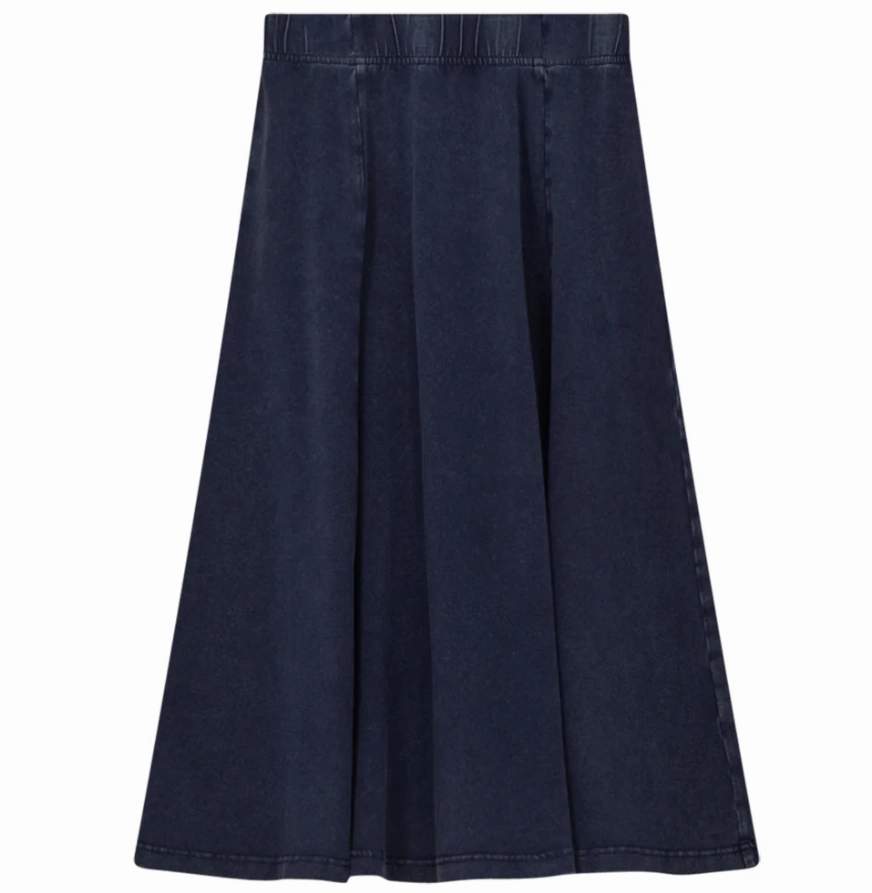 Tassel accents Unclear Dark Denim Wash Panel Skirt SB3CYT2056S