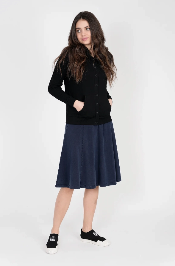 Outfit Game Unclear Dark Denim Wash Panel Skirt SB3CYT2056S