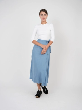 Red Myth Light Denim Gauze Wrap Maxi SB3CM8350SL2 Comfortable Feel investment piece