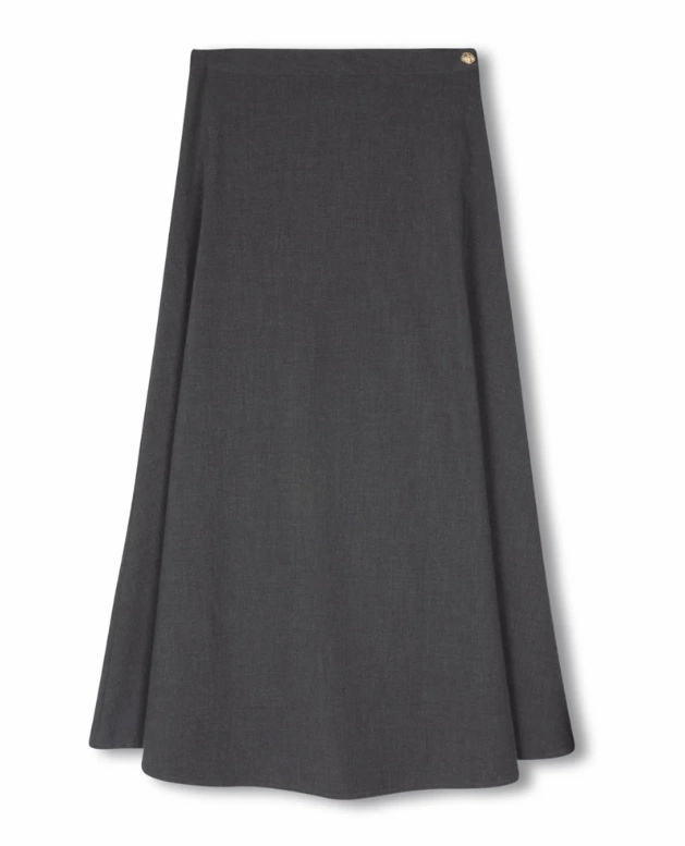 Beige Charcoal Circle Skirt W-22729 Removable Belt