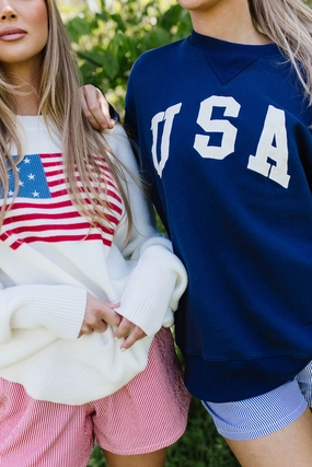 Fitted Shirt USA 100% Cotton Terry Pullover in Navy *Final-Sale*