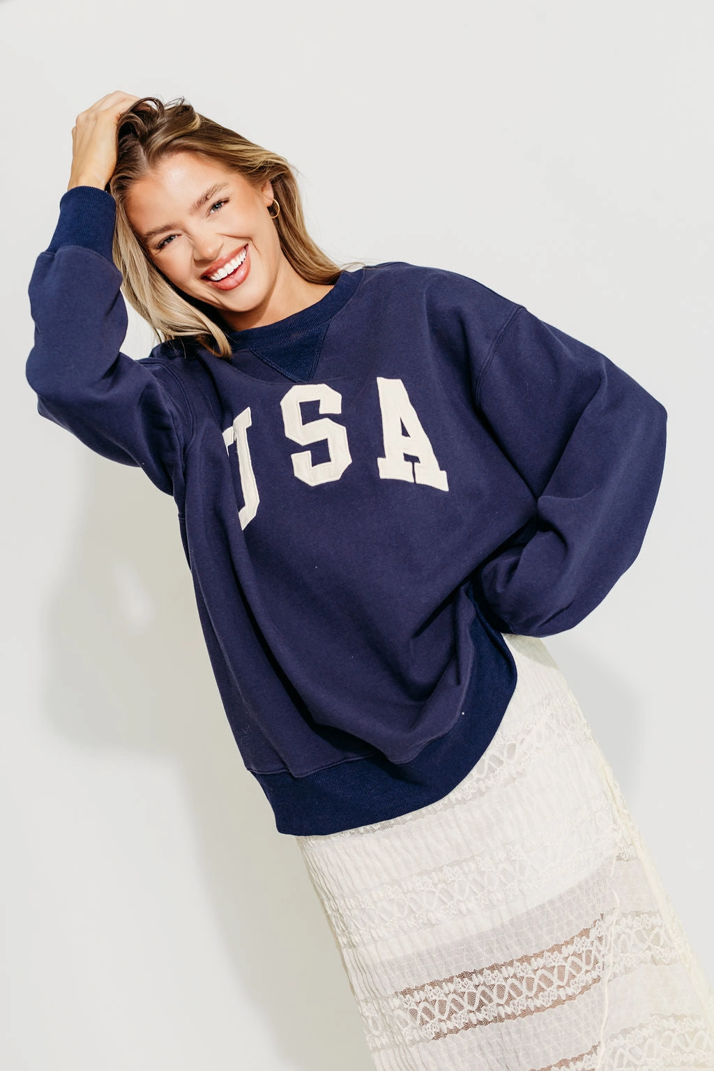 USA 100% Cotton Terry Pullover in Navy *Final-Sale* BondedHemline