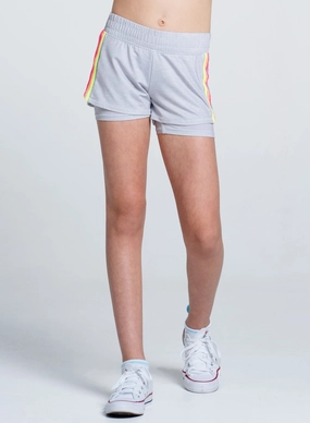 Reflective Safety Trim Heather Prisma Stripe Short-Girls