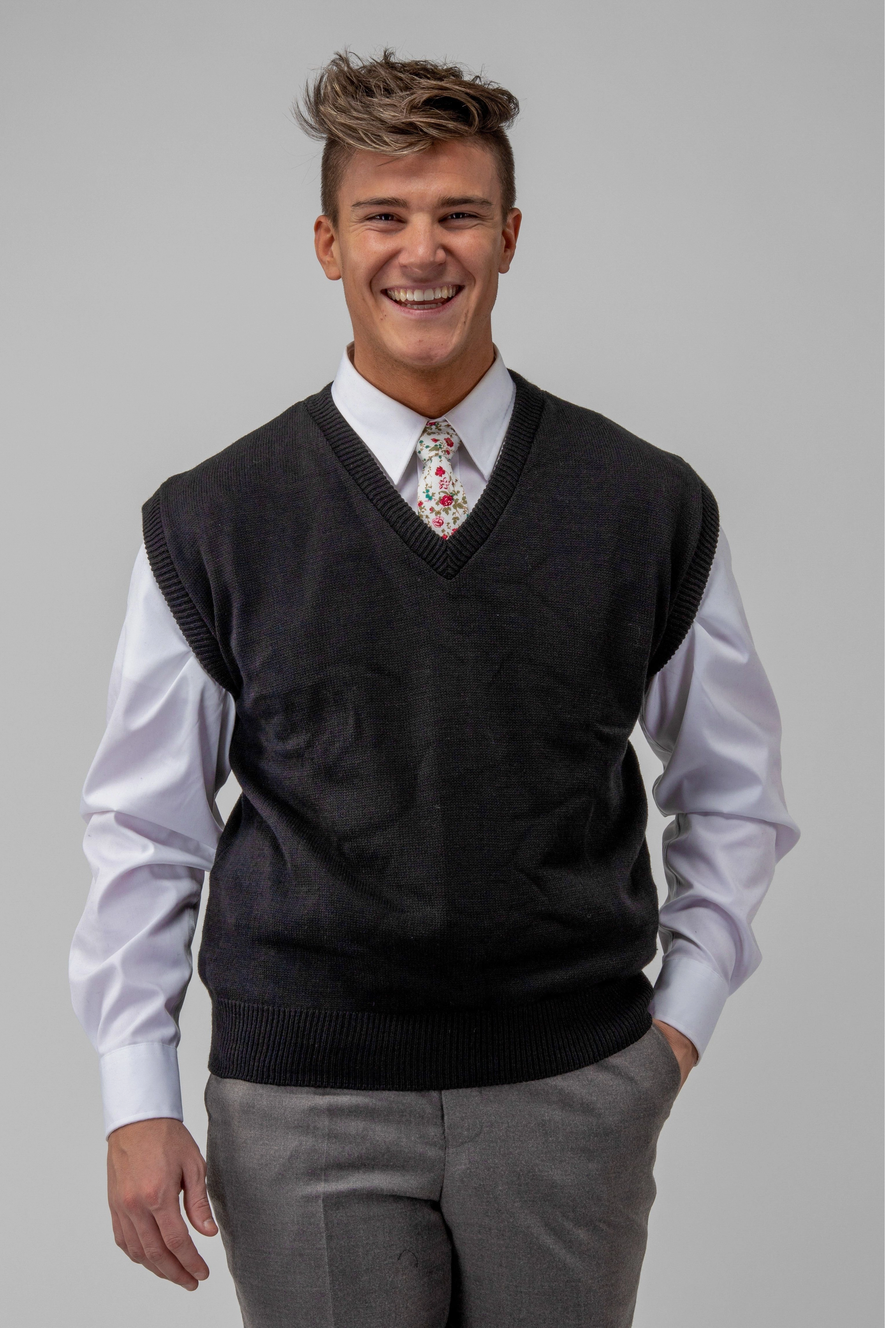 Adjustable Hem Toggles V-Neck Sweater Vest