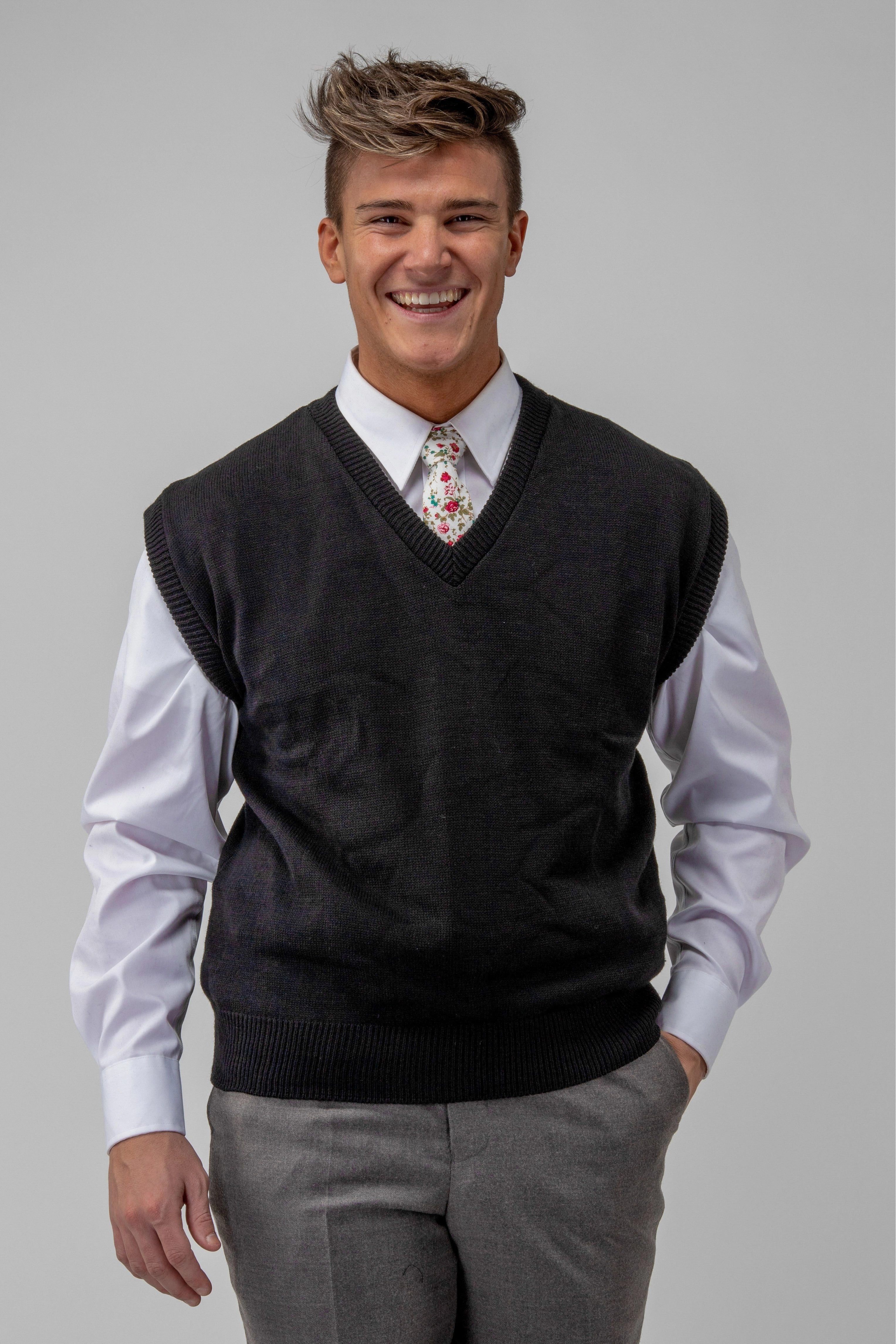 WrinkleResistant LayeredPanel V-Neck Sweater Vest