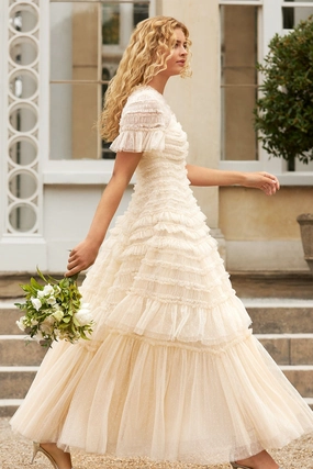 Fluid Cut Glam Feel Valentine Ruffle Gown