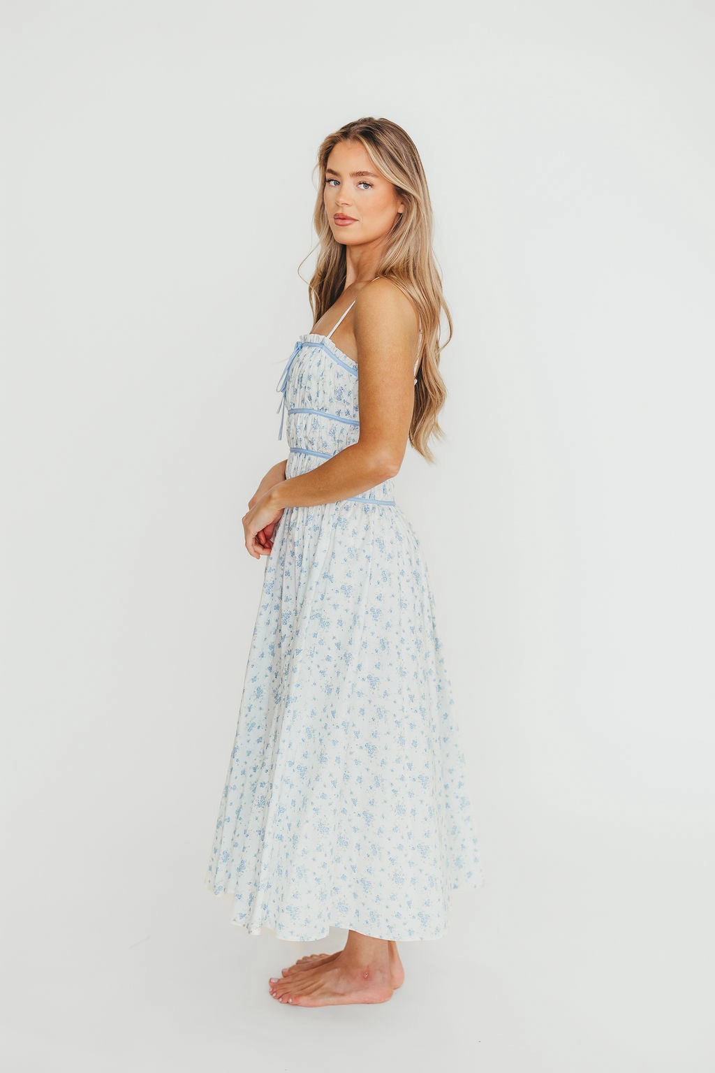 Vanessa Midi Dress in Blue *Final-Sale* Flattering Fit Classic Layers