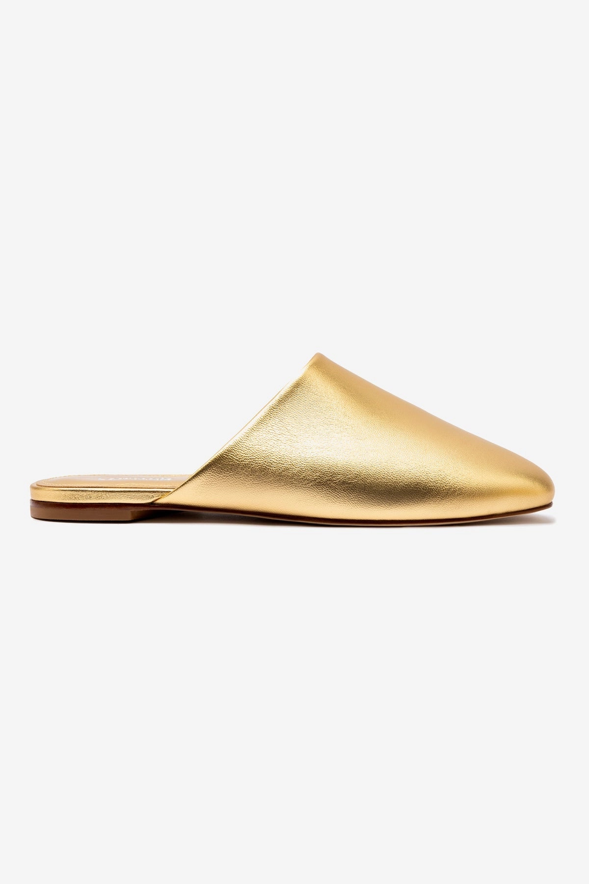 Gym Life Venice Flat Mule and Pouch Kit In Gold Metallic Leather