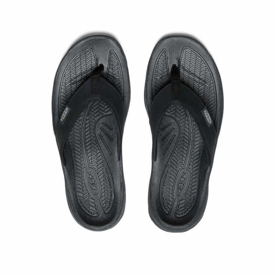 Women's Kona Leather Flip-Flop  |  Black/Vapor Comfortable Summer Walk