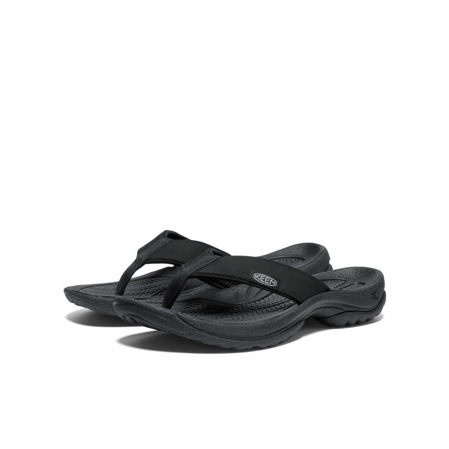 Women's Kona Leather Flip-Flop  |  Black/Vapor Slip Fit