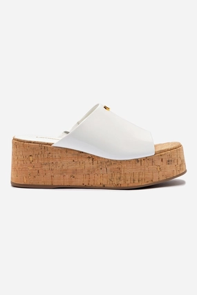 Cold Guard Charli Mule In White Patent Leather