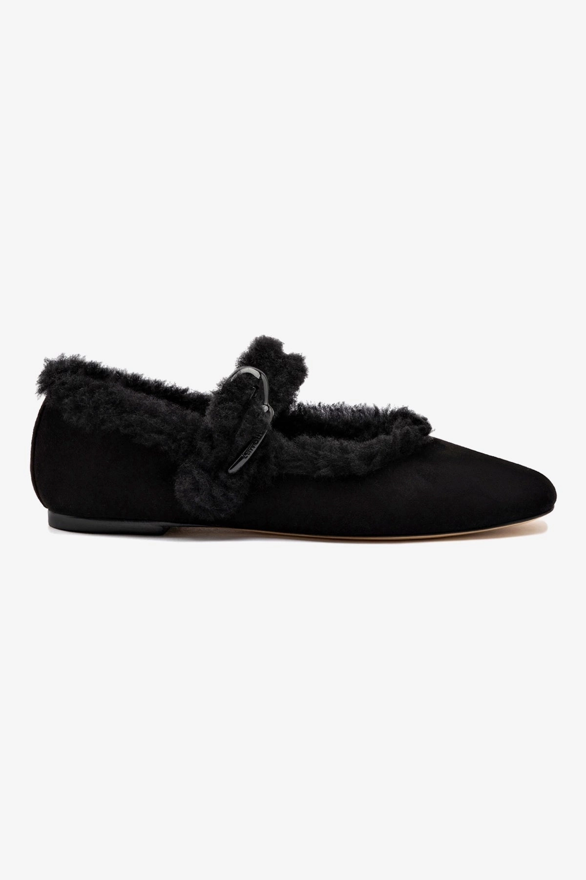 Arch Support Wellness Seekers Italian Glam Verona Ballet Flat In Black Suede And Black Shearling