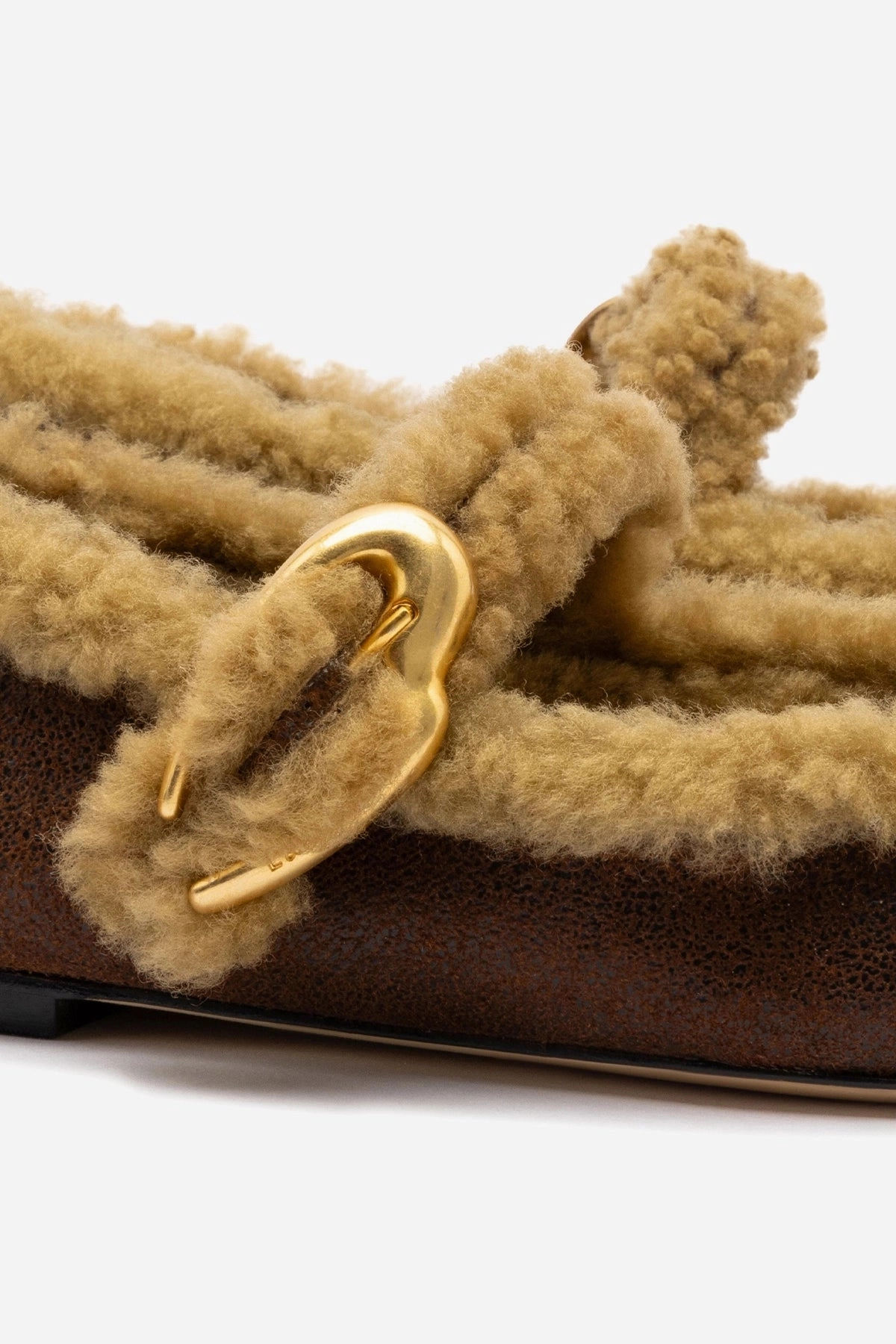 Verona Ballet Flat In Cocoa Leather And Natural Shearling Work Life