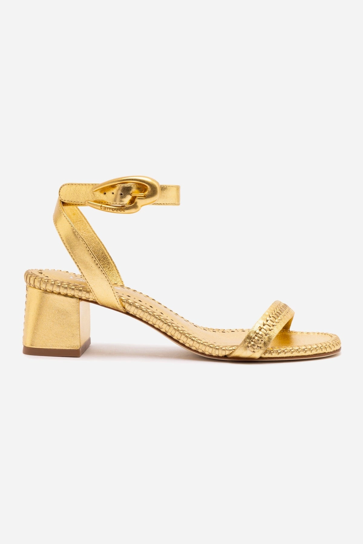 Casual Verona Block Sandal In Gold Metallic Leather