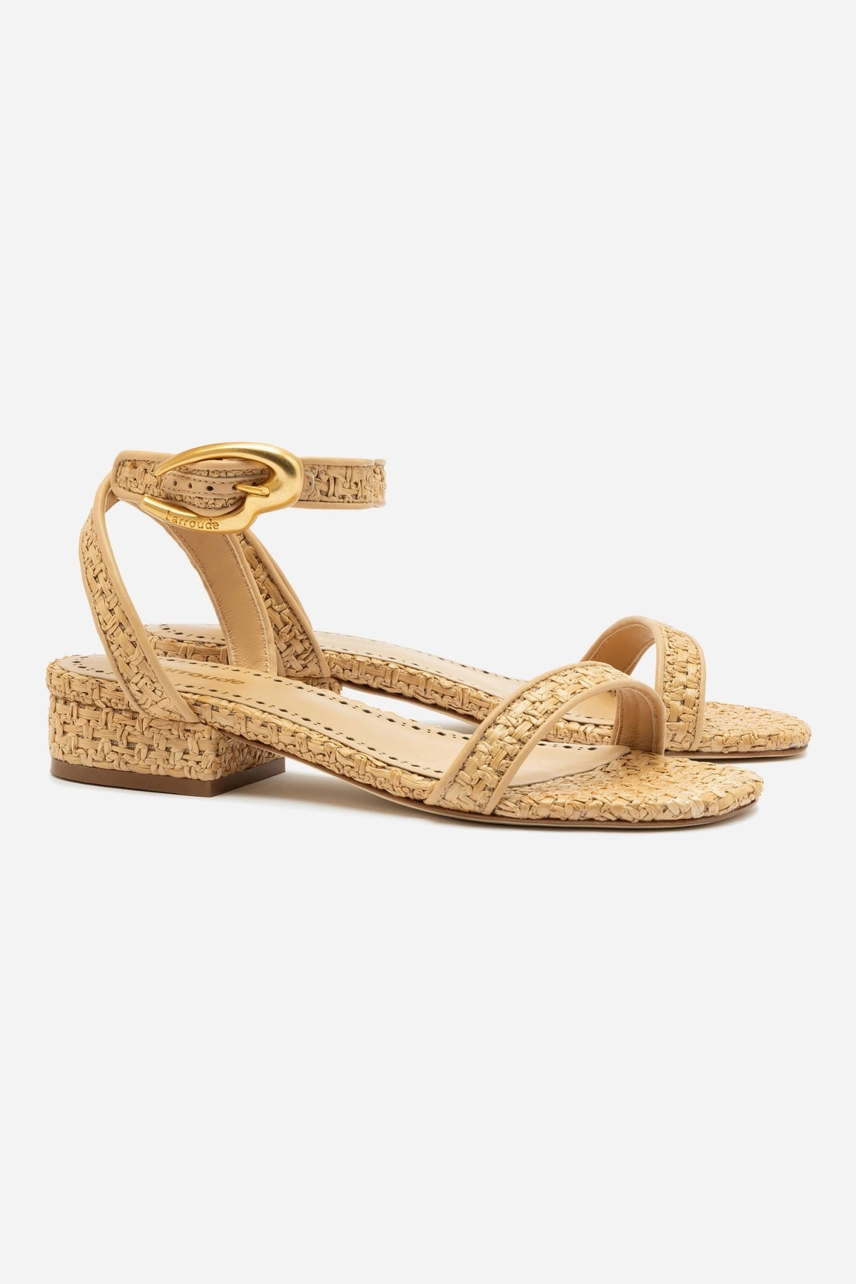 Verona Flat Sandal In Beige Leather and Natural Raffia Waterproof Traction