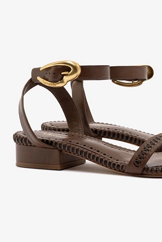 Verona Flat Sandal In Burnt Umber Leather Foam Base Easy Wear