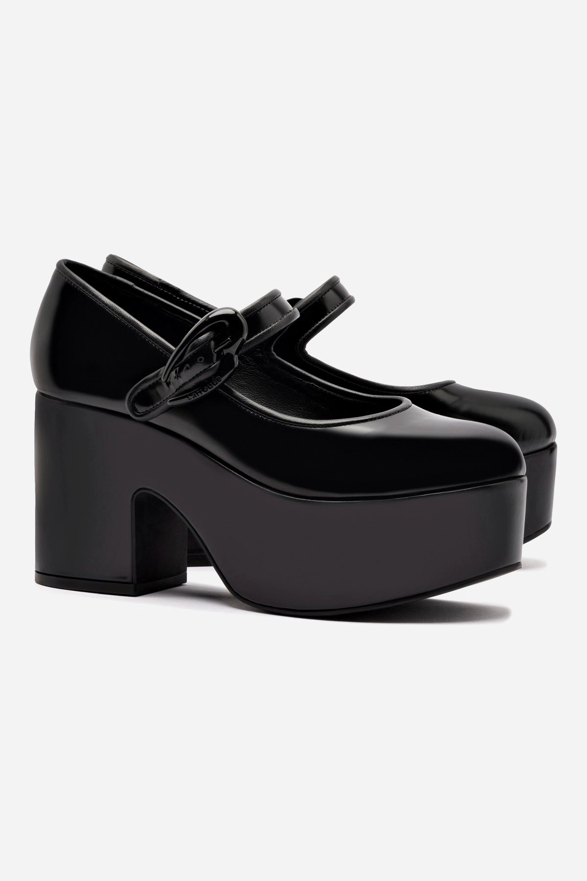 Hot Mood Verona Flatform In Black Box Leather