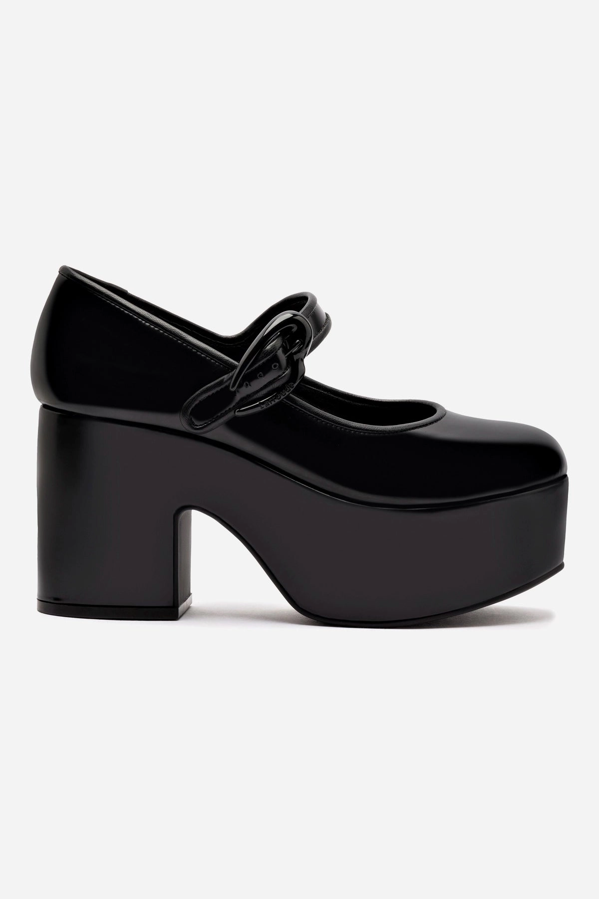 Wide fit Verona Flatform In Black Box Leather