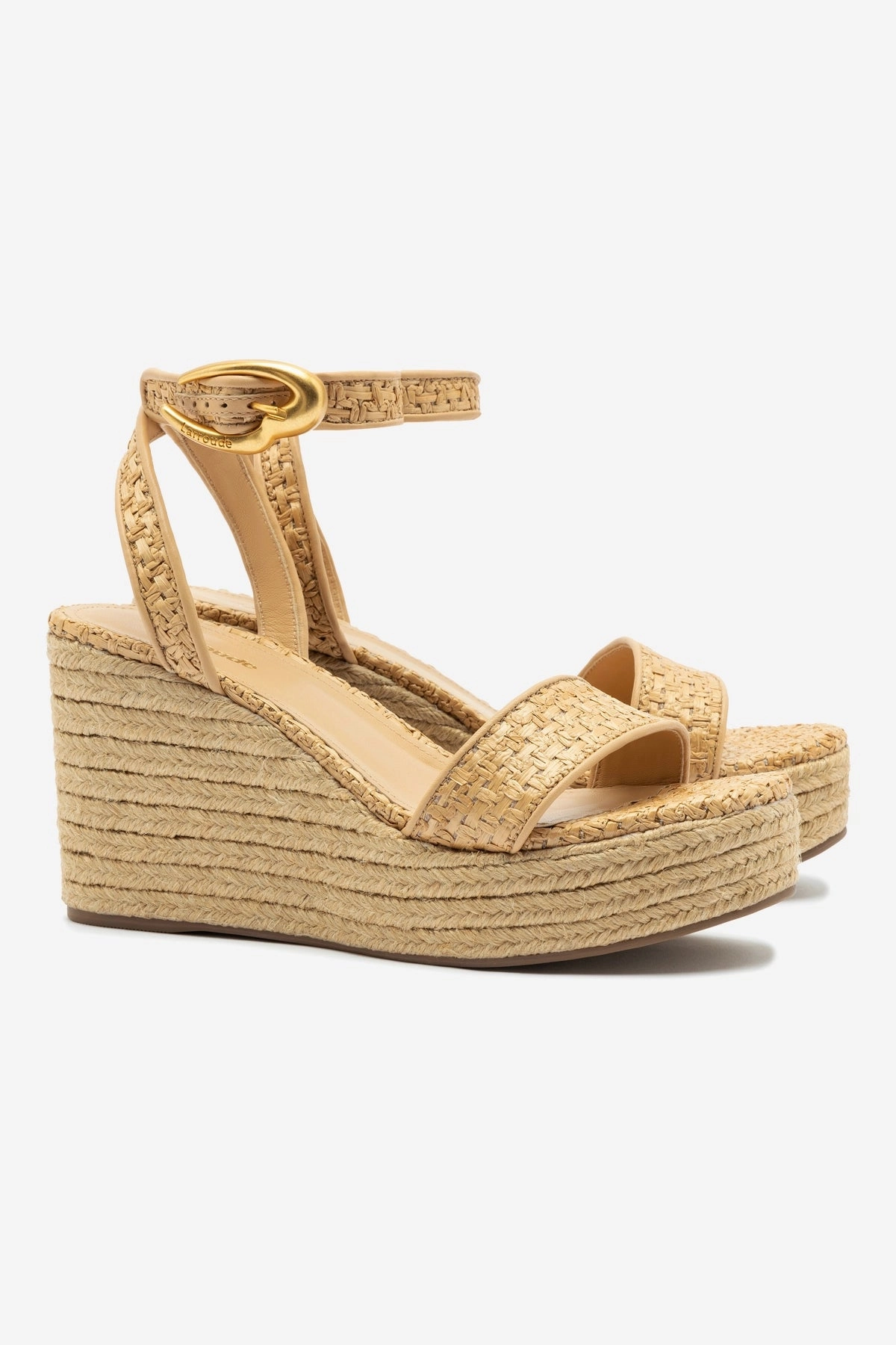 Moisture wicking Court Fast Verona Low Wedge In Beige Leather and Natural Raffia