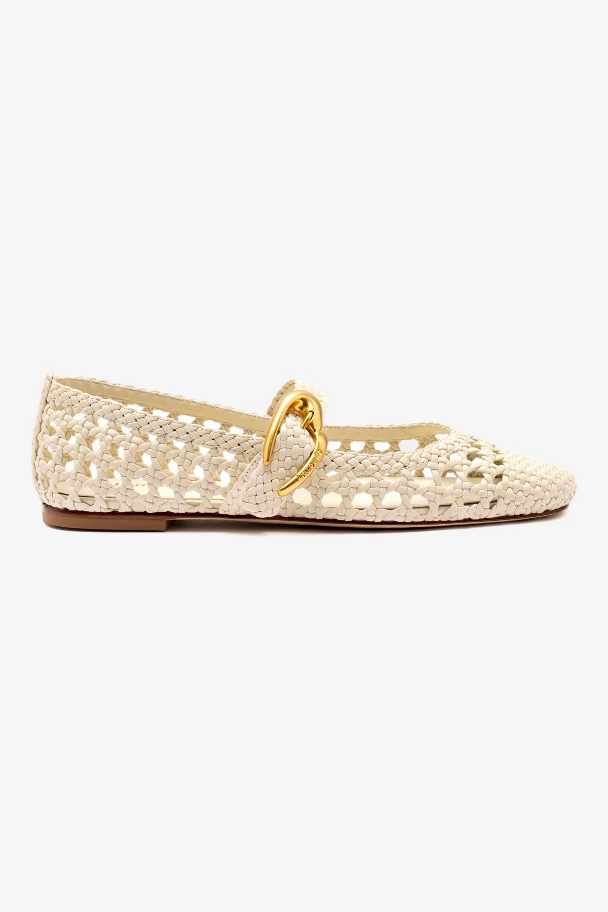 Verona Macrame Ballet Flat In Ivory Leather Comfort Ankle