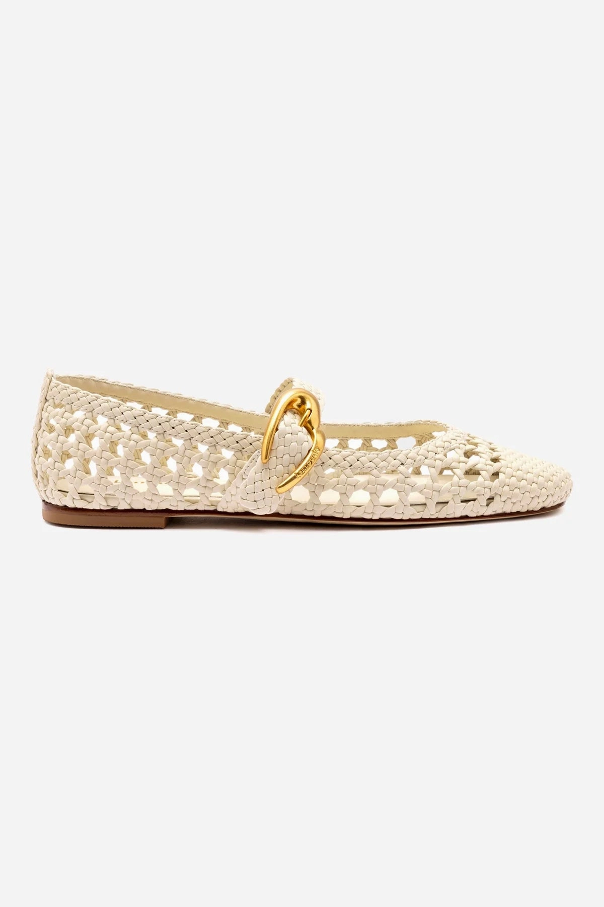 Verona Macrame Ballet Flat In Ivory Leather Sweat Resistant Standing Workers Slip Resistant Sole
