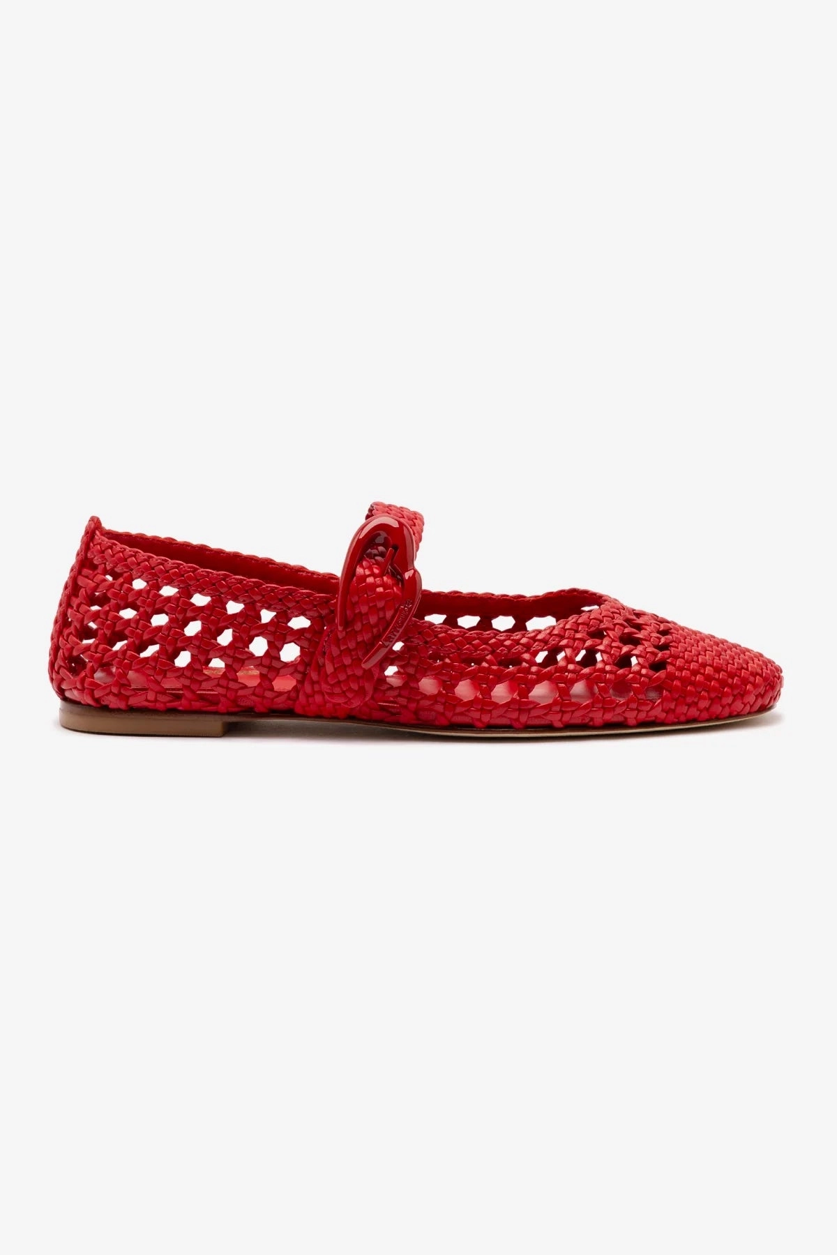 Crystal Glow Daily Walk Verona Macrame Ballet Flat In Scarlet Leather
