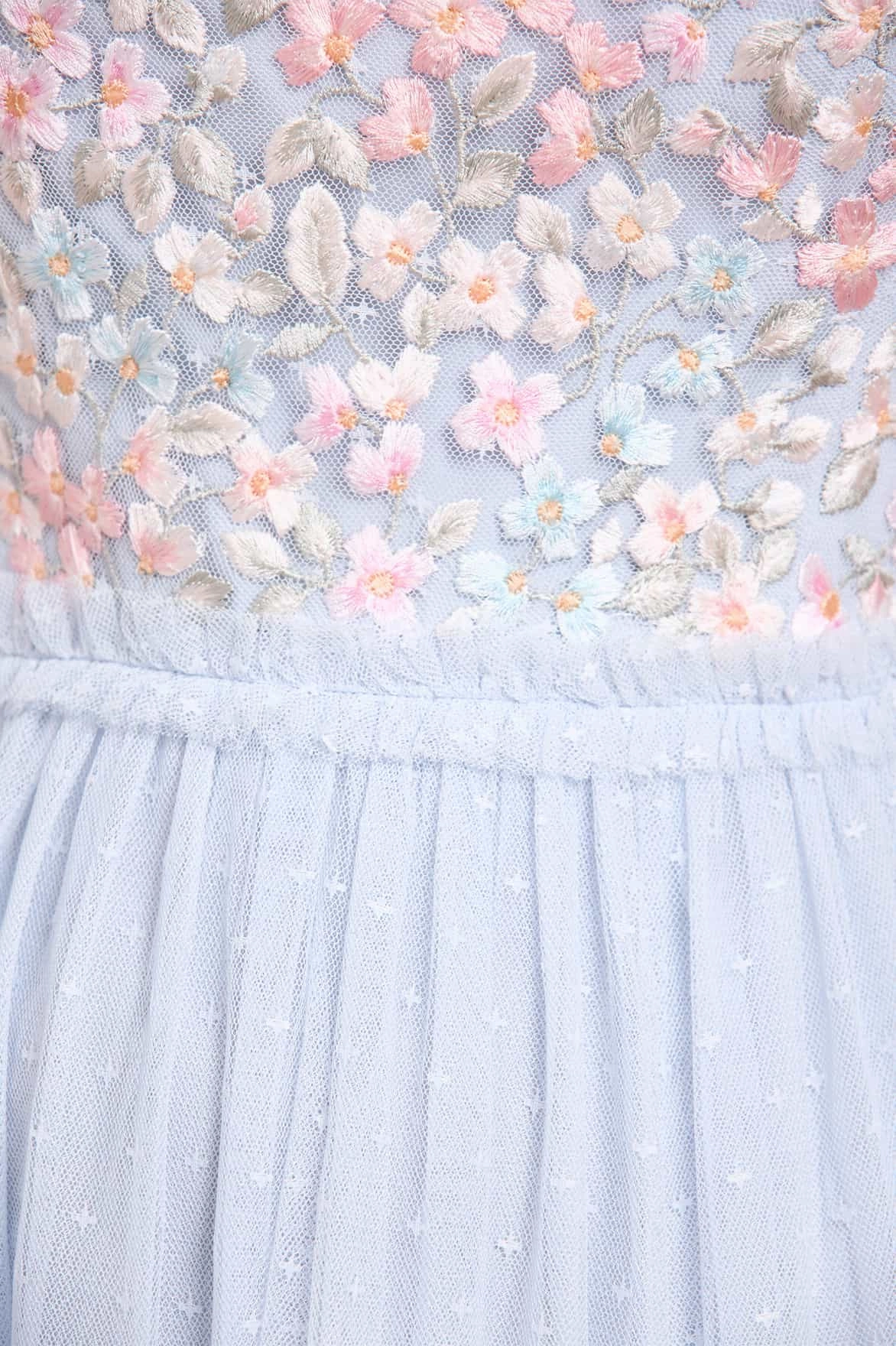 Pocket-Detail Effortless Fit Versailles Ditsy Bodice Ankle Gown