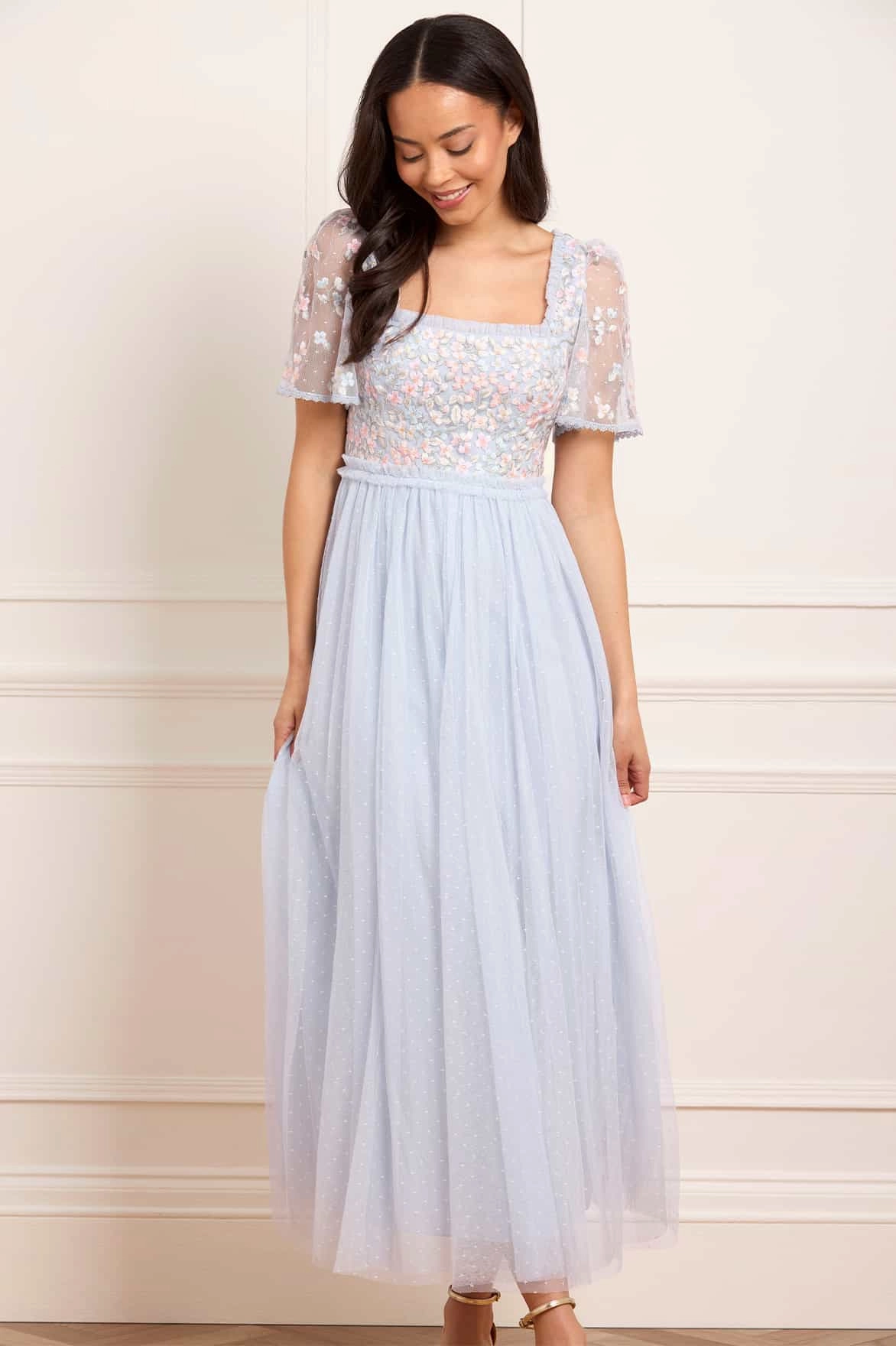 Modest Cut Versailles Ditsy Bodice Ankle Gown