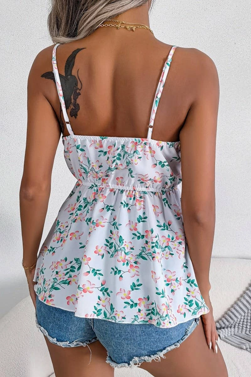 CASUAL FLORAL WAISTBAND CHIFFON SHIRT_CWTBLSL0104 Relax Appeal Romance Glow