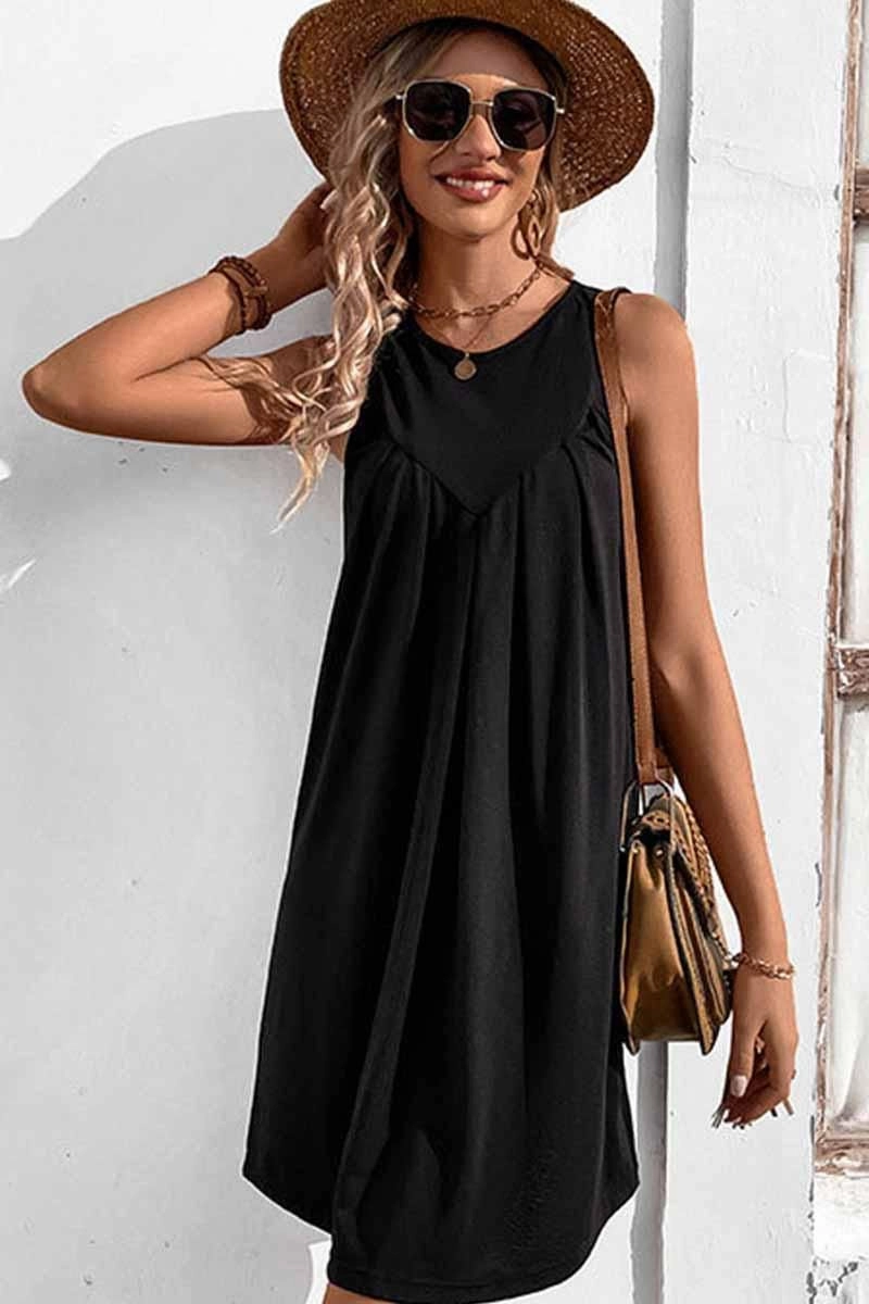 CASUAL SLEEVELESS SHORT DRESS Matte Look WrinkleResistantFinish