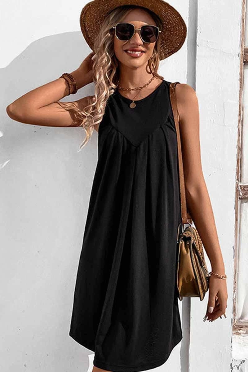 CASUAL SLEEVELESS SHORT DRESS Chic Ensemble