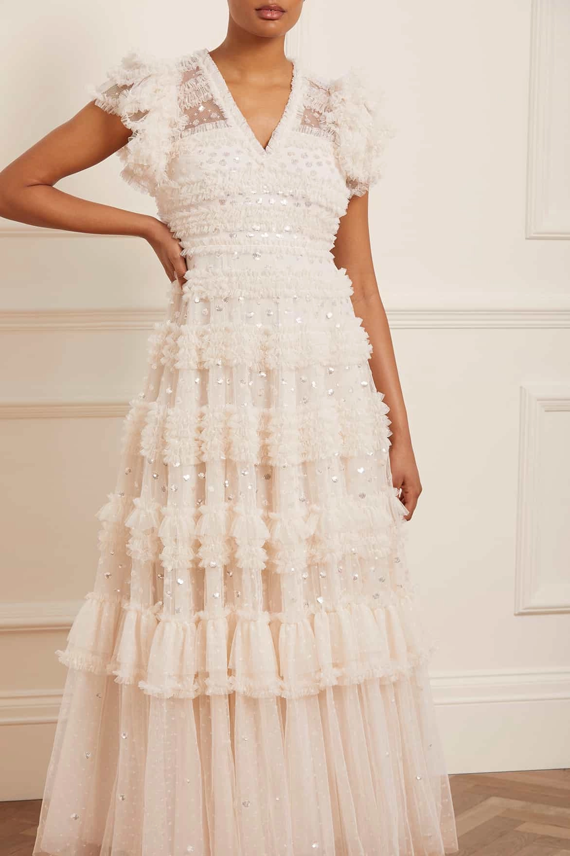 Flared shape Vivian V-Neck Gown