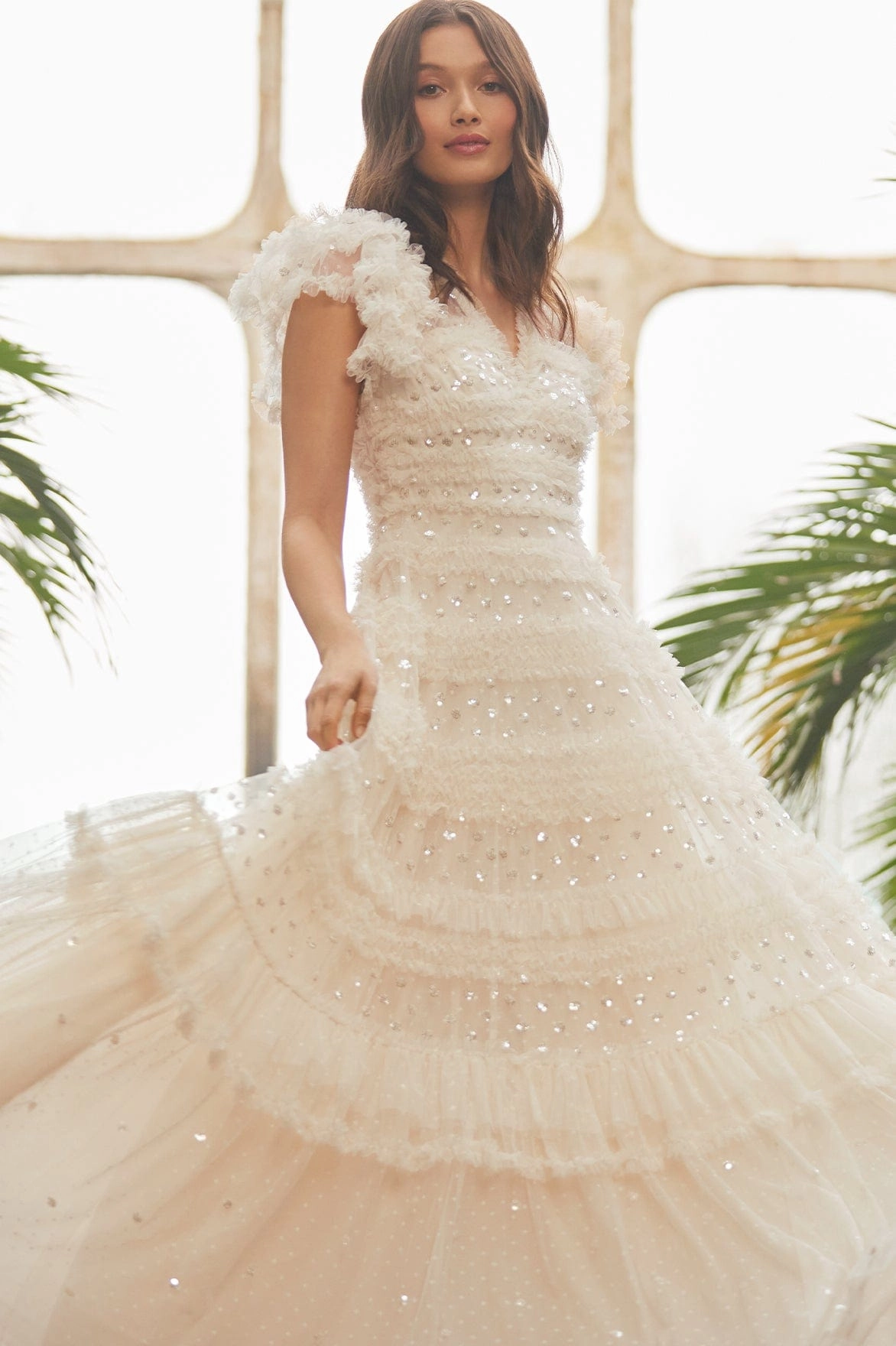 Vivian V-Neck Gown Flower Soft