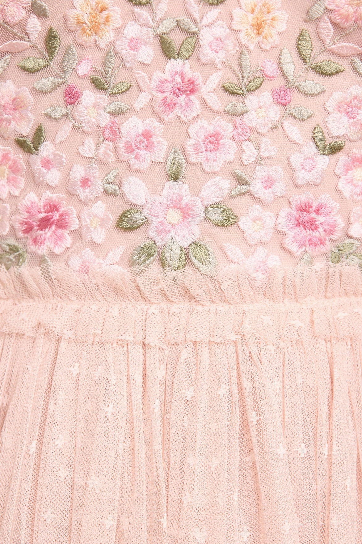 Rosie Lace Bodice Short Sleeve V-Neck Ankle Gown Layered Texture Sequin-Detail