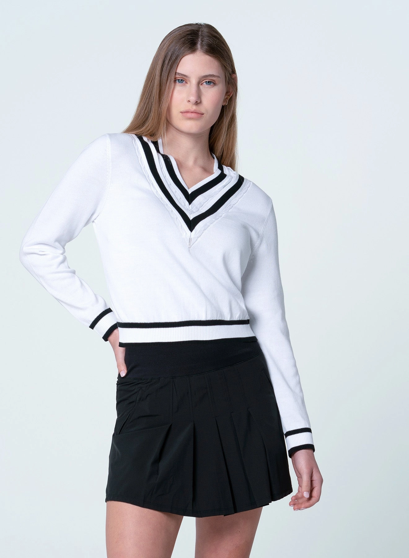 Interlock Stitching Victory V-neck Sweater
